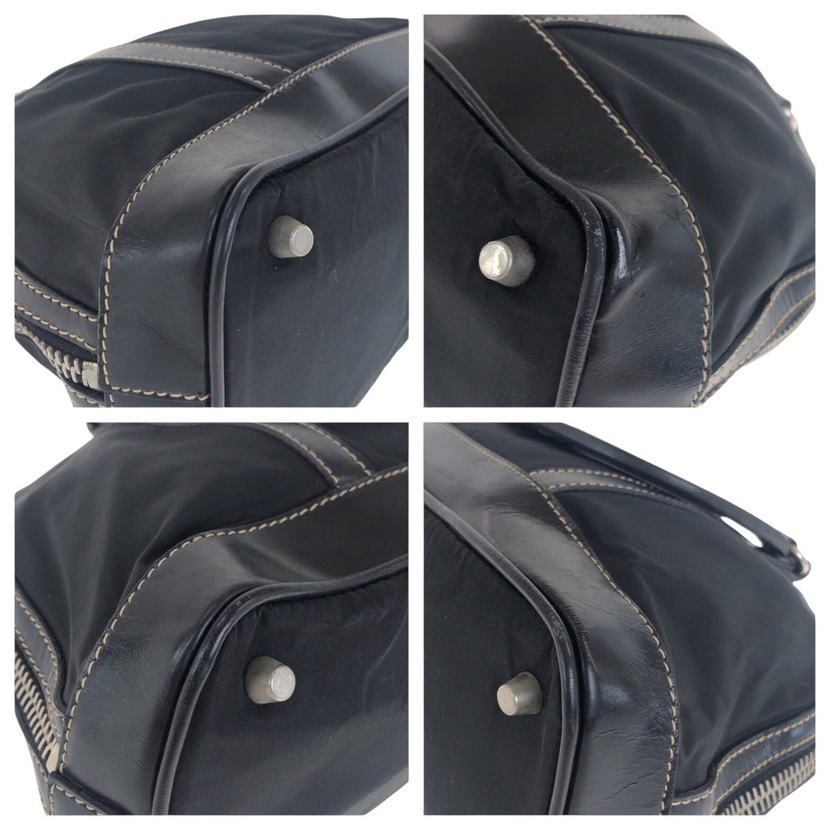 20825
PRADA プラダ テスート 三角ロゴプレート ブラック 黒 シルバー金具 ナイロン / レザー ハンドバッグ ミニボストンバッグ レディース AB31