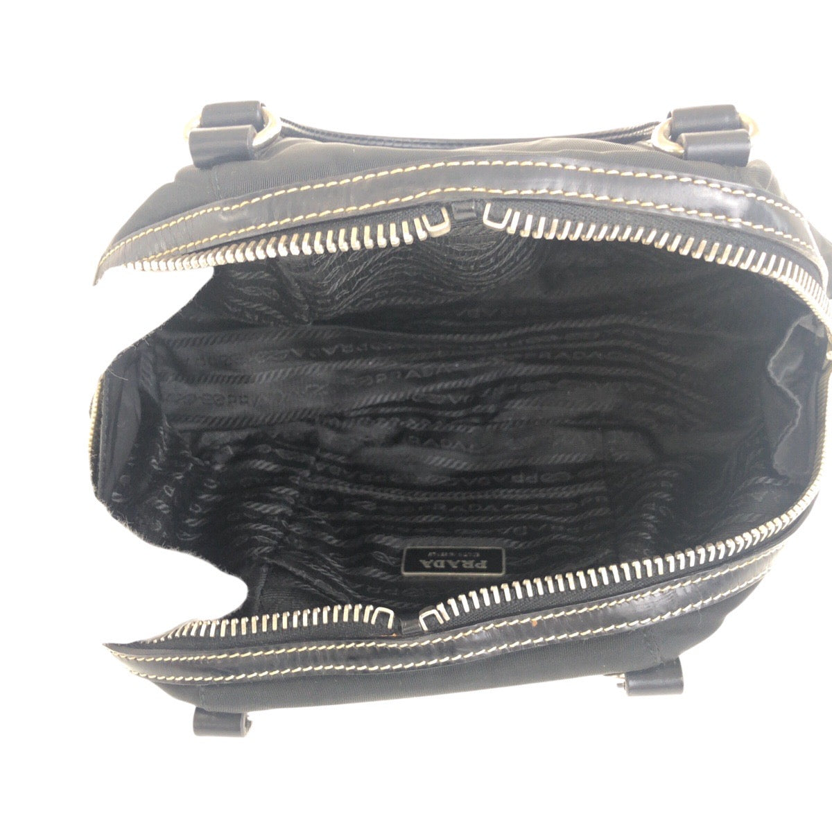 20825
PRADA プラダ テスート 三角ロゴプレート ブラック 黒 シルバー金具 ナイロン / レザー ハンドバッグ ミニボストンバッグ レディース AB31