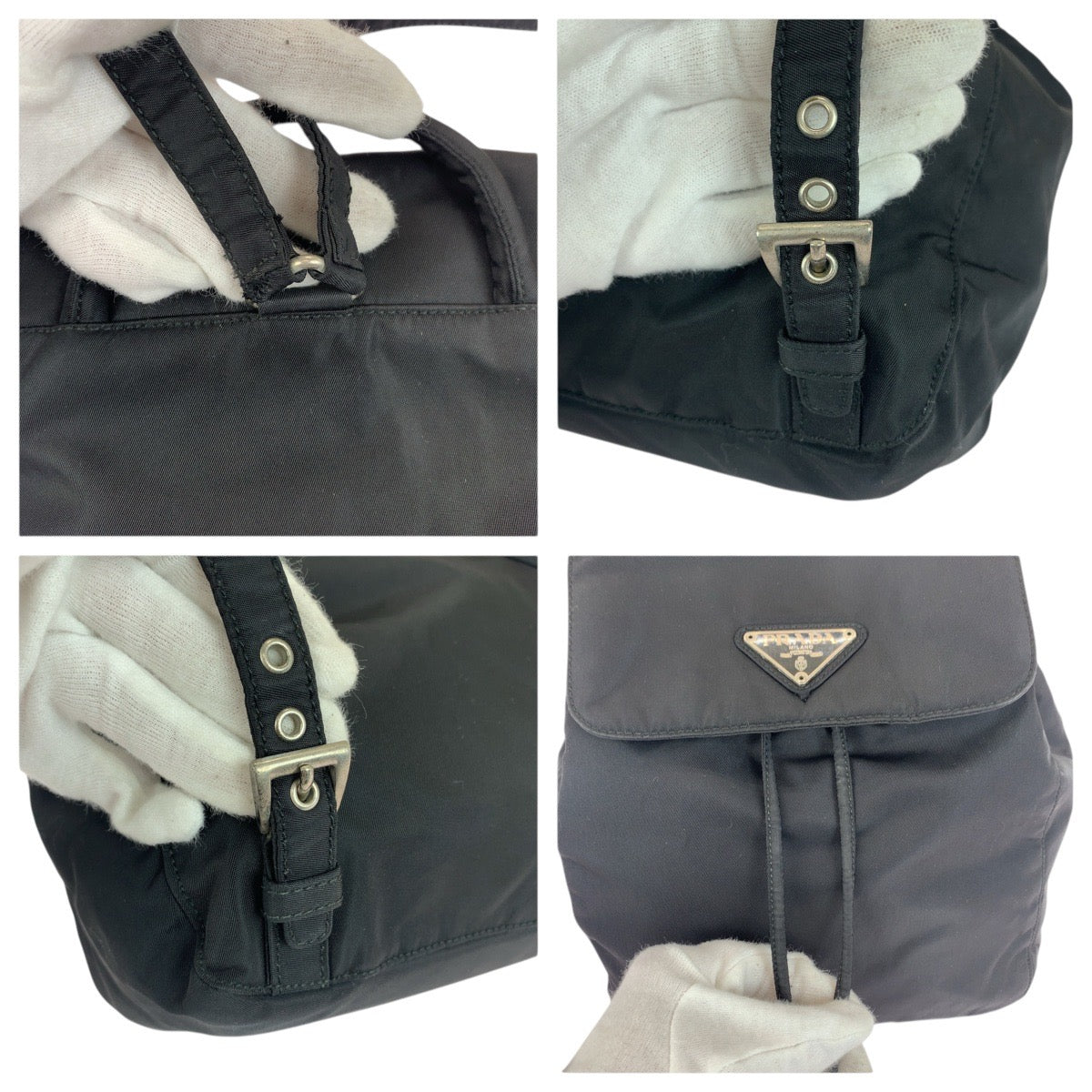 20826
PRADA プラダ テスート 三角ロゴプレート ブラック 黒 シルバー金具 ナイロン リュック・デイパック バックパック レディース ABP42