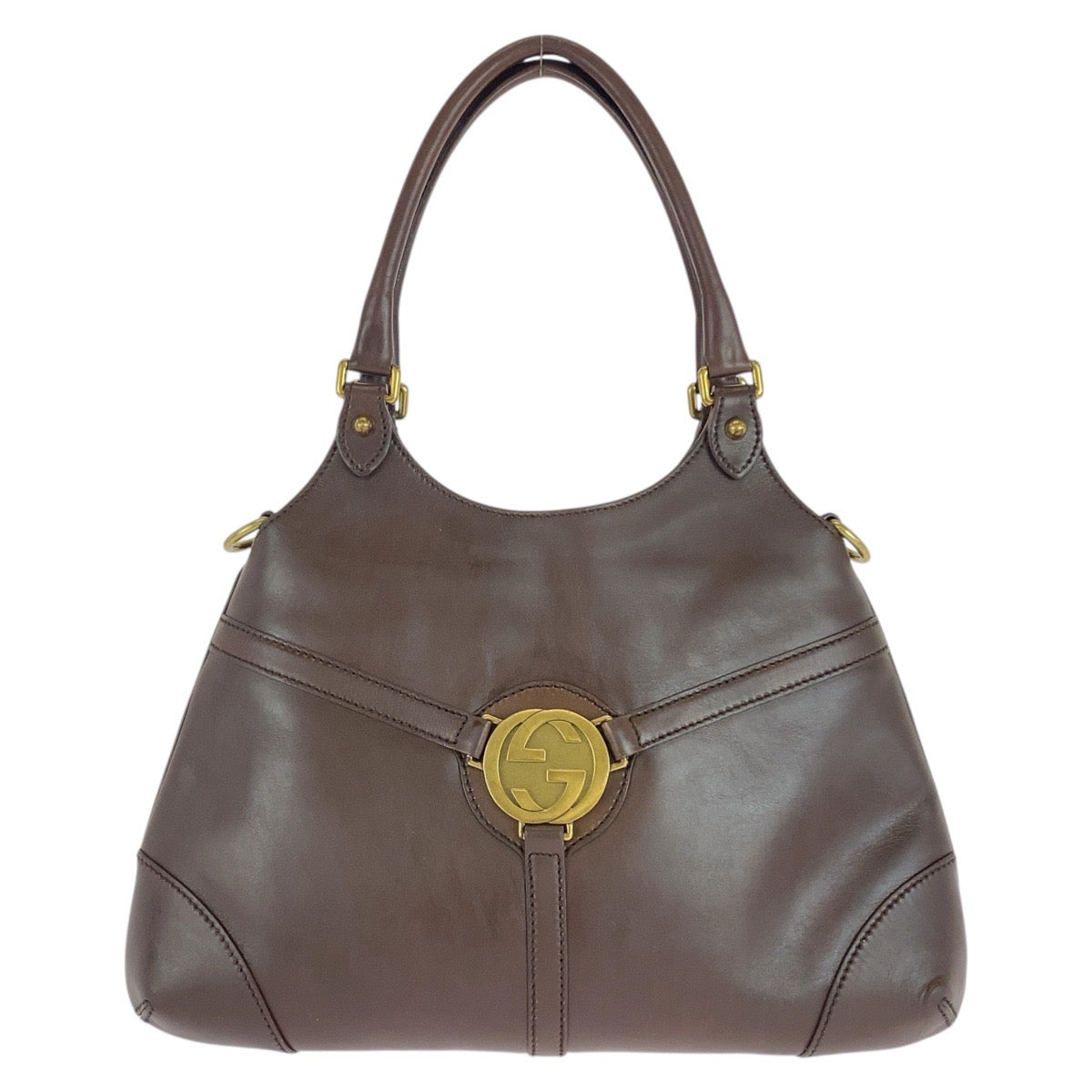 20827
GUCCI グッチ ヴィンテージ インターロッキング オールドグッチ ブラウン ゴールド金具 レザー 114875 トートバッグ ショルダーバッグ レディース AB31