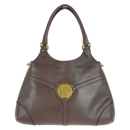 20827
GUCCI グッチ ヴィンテージ インターロッキング オールドグッチ ブラウン ゴールド金具 レザー 114875 トートバッグ ショルダーバッグ レディース AB31