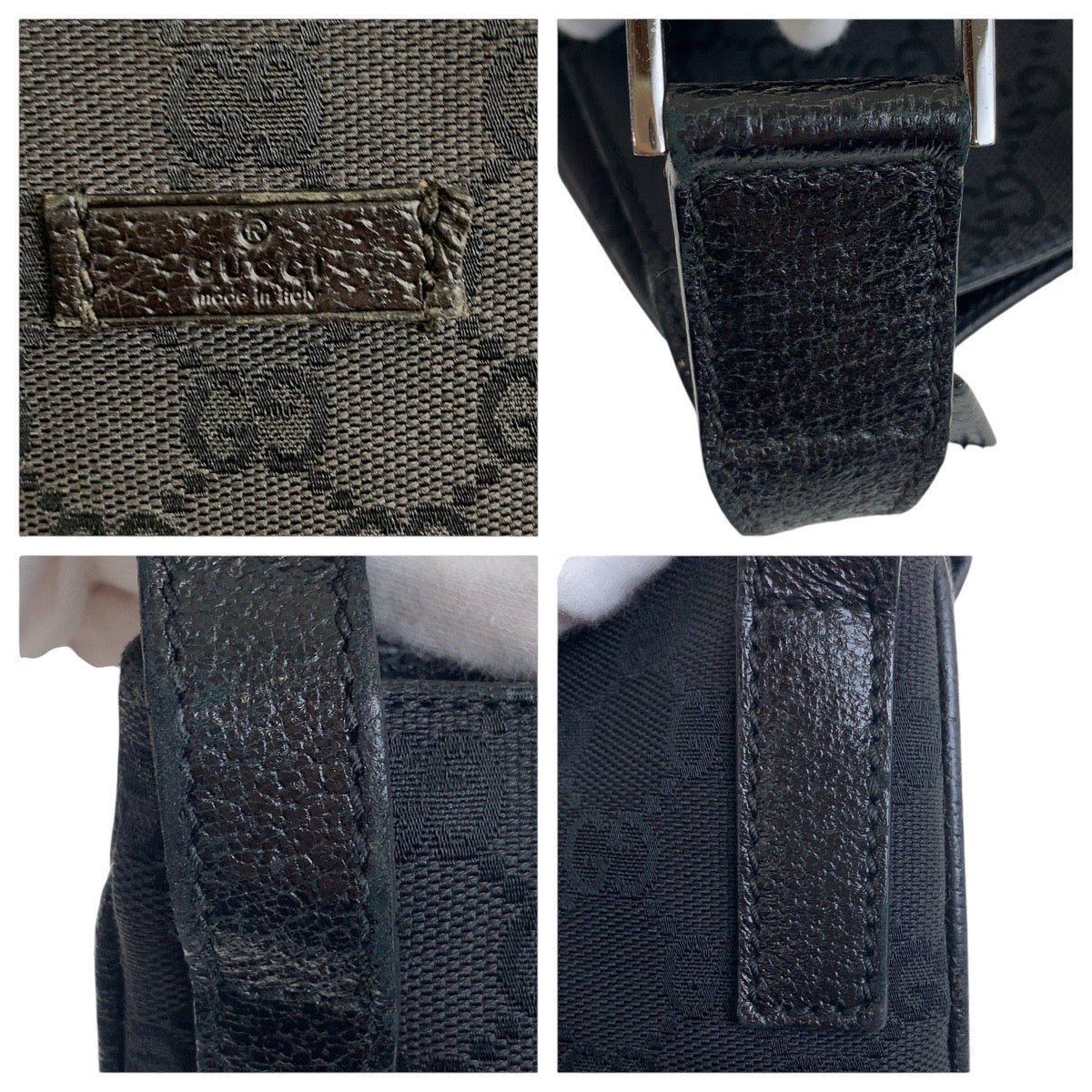 20828
GUCCI グッチ ブラック 黒 シルバー金具 GGキャンバス / レザー 122793 ショルダーバッグ ポシェット レディース AB31