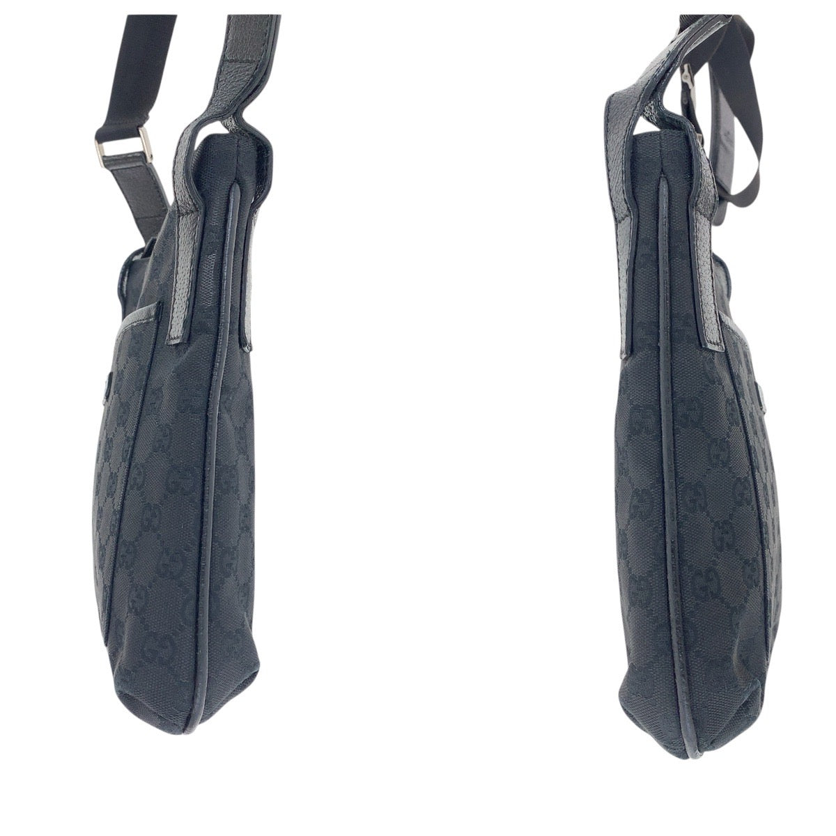 20828
GUCCI グッチ ブラック 黒 シルバー金具 GGキャンバス / レザー 122793 ショルダーバッグ ポシェット レディース AB31