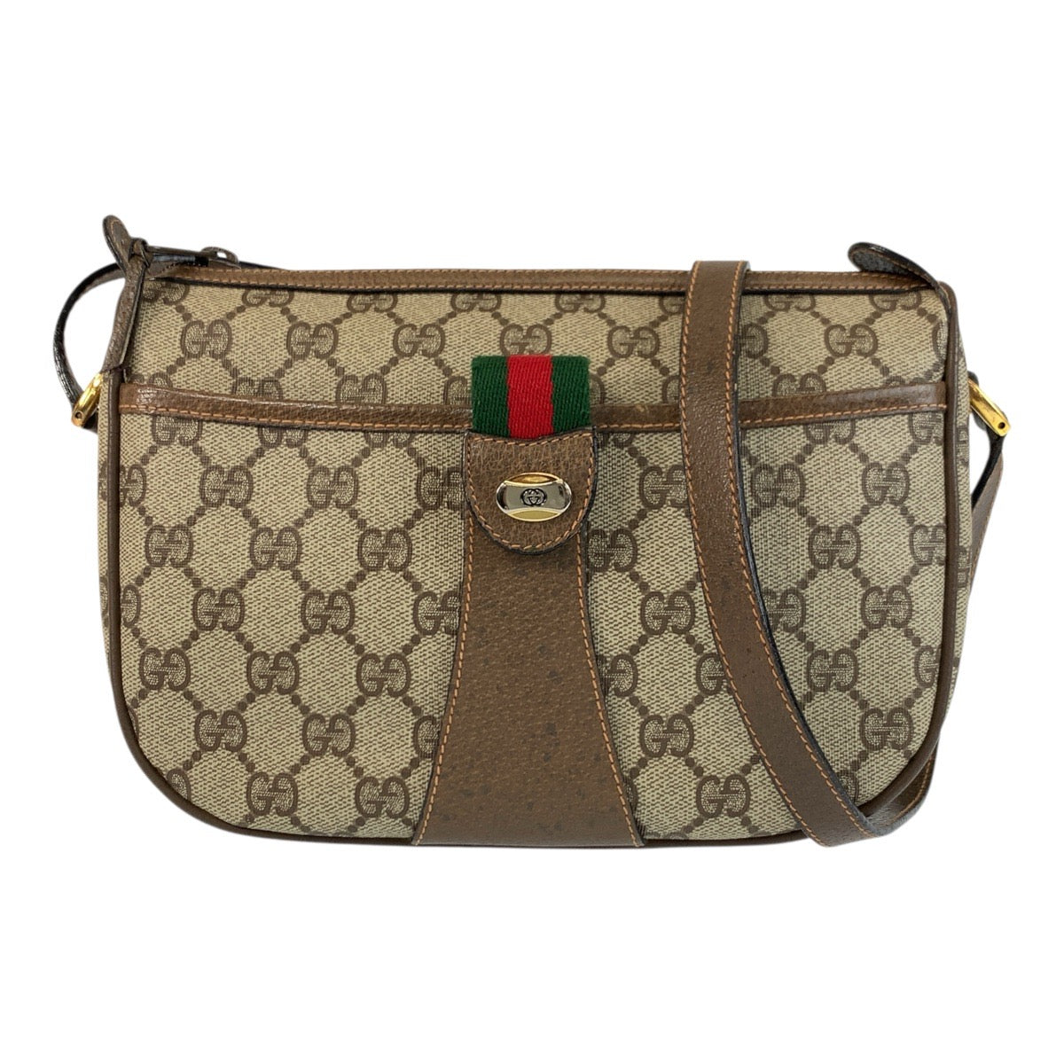 20829
GUCCI グッチ ヴィンテージ シェリーライン ベージュ ブラウン ゴールド金具 GGスプリームキャンバス / レザー 89 02 032 ショルダーバッグ ポシェット レディース ABP42