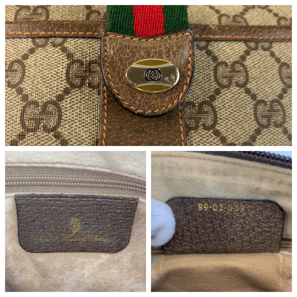 20829
GUCCI グッチ ヴィンテージ シェリーライン ベージュ ブラウン ゴールド金具 GGスプリームキャンバス / レザー 89 02 032 ショルダーバッグ ポシェット レディース ABP42