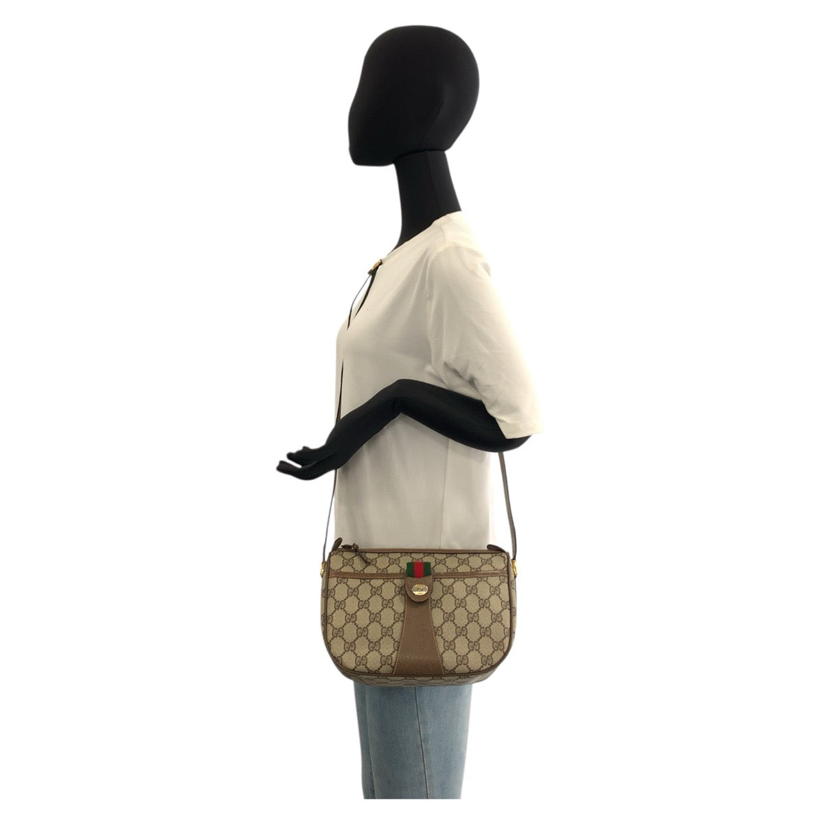 20829
GUCCI グッチ ヴィンテージ シェリーライン ベージュ ブラウン ゴールド金具 GGスプリームキャンバス / レザー 89 02 032 ショルダーバッグ ポシェット レディース ABP42