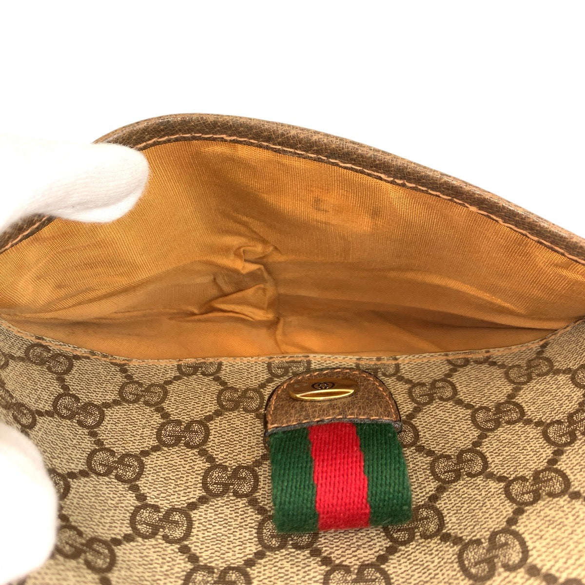 20829
GUCCI グッチ ヴィンテージ シェリーライン ベージュ ブラウン ゴールド金具 GGスプリームキャンバス / レザー 89 02 032 ショルダーバッグ ポシェット レディース ABP42