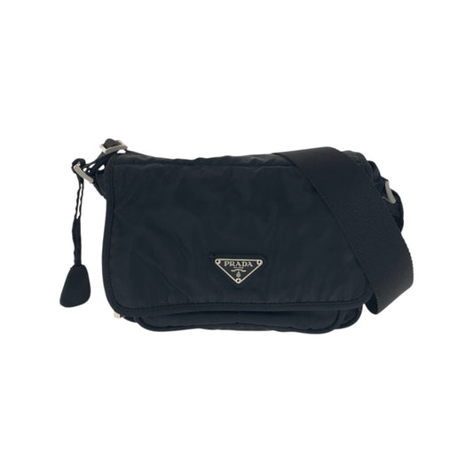 20831
PRADA プラダ テスート 三角ロゴプレート ブラック 黒 シルバー金具 ナイロン ショルダーバッグ ポシェット レディース AB37