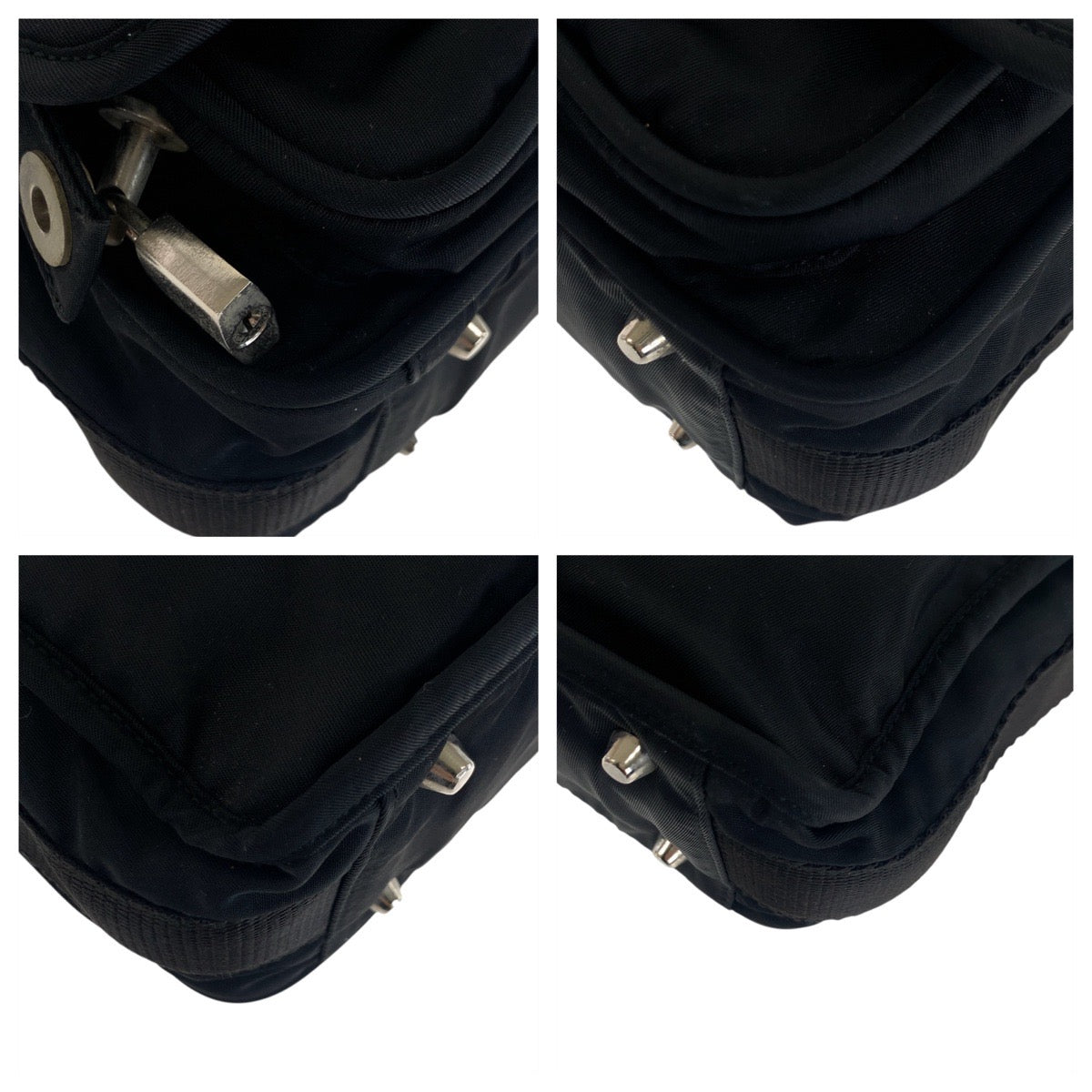 20831
PRADA プラダ テスート 三角ロゴプレート ブラック 黒 シルバー金具 ナイロン ショルダーバッグ ポシェット レディース AB37