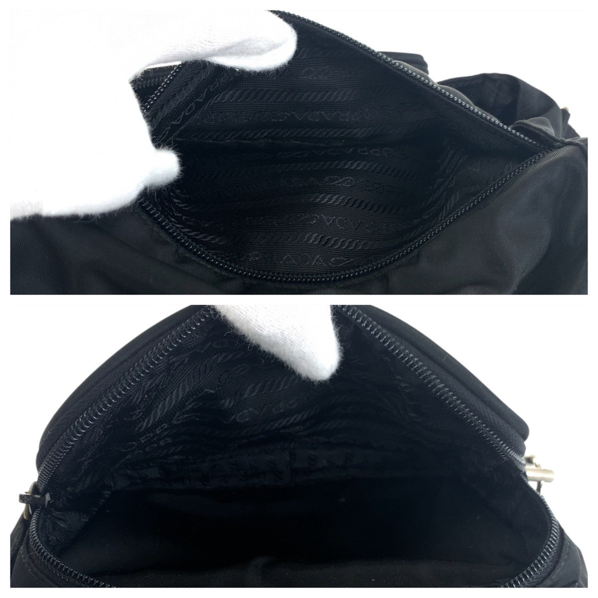 20831
PRADA プラダ テスート 三角ロゴプレート ブラック 黒 シルバー金具 ナイロン ショルダーバッグ ポシェット レディース AB37