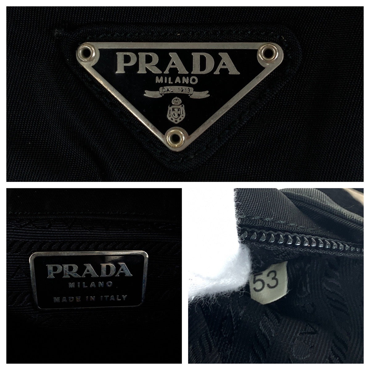 20831
PRADA プラダ テスート 三角ロゴプレート ブラック 黒 シルバー金具 ナイロン ショルダーバッグ ポシェット レディース AB37