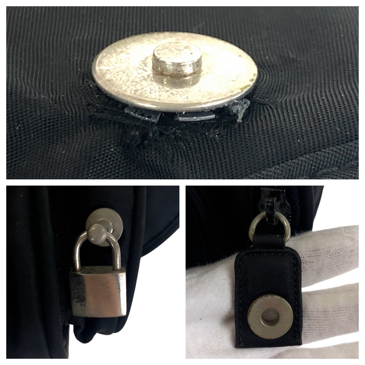 20831
PRADA プラダ テスート 三角ロゴプレート ブラック 黒 シルバー金具 ナイロン ショルダーバッグ ポシェット レディース AB37