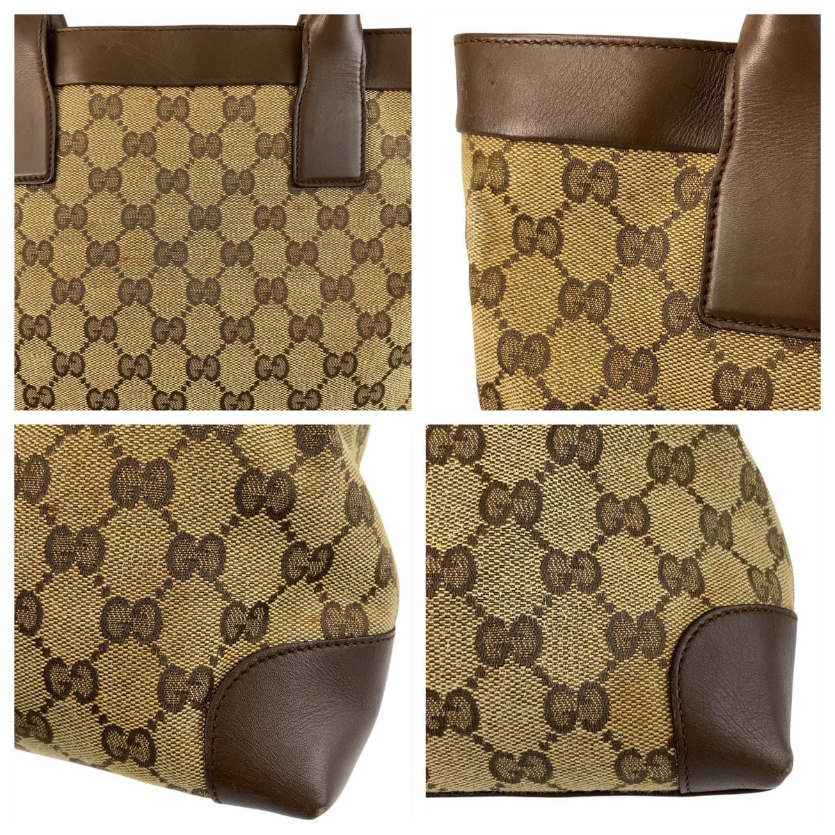 20832
GUCCI グッチ ブラウン ベージュ ゴールド金具 GGキャンバス / レザー 002 1199 トートバッグ ハンドバッグ レディース AB28