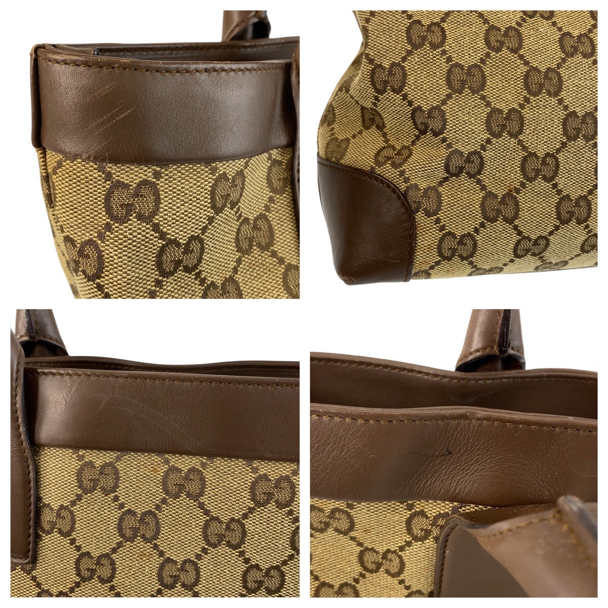 20832
GUCCI グッチ ブラウン ベージュ ゴールド金具 GGキャンバス / レザー 002 1199 トートバッグ ハンドバッグ レディース AB28