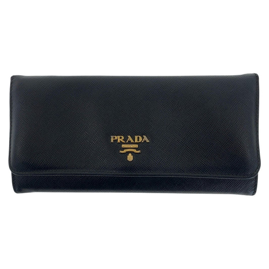 20834
PRADA プラダ サフィアーノ ブラック 黒 ゴールド金具 レザー 長財布 ロングウォレット レディース AB11