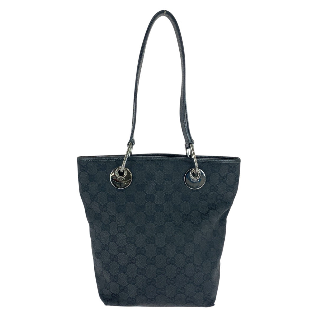 20840
GUCCI Black Silver Hardware GG Canvas / Leather 120840 Tote Bag Shoulder Bag Women's AB21