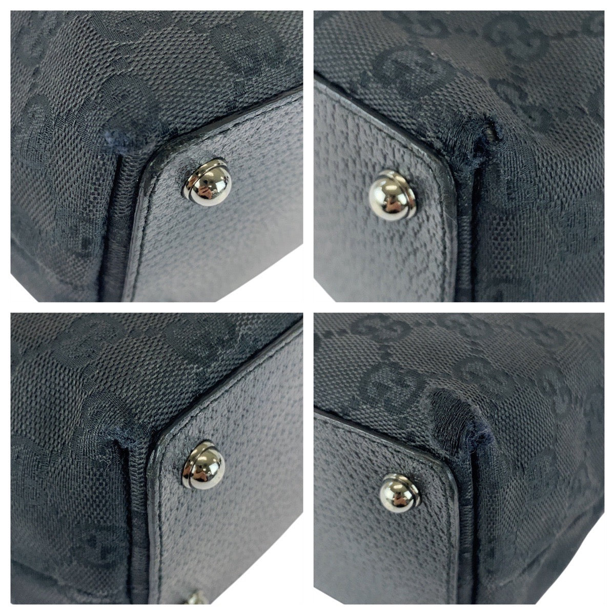 20840
GUCCI グッチ ブラック 黒 シルバー金具 GGキャンバス / レザー 120840 トートバッグ ショルダーバッグ レディース AB21