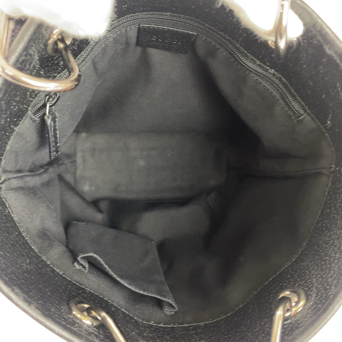 20840
GUCCI グッチ ブラック 黒 シルバー金具 GGキャンバス / レザー 120840 トートバッグ ショルダーバッグ レディース AB21