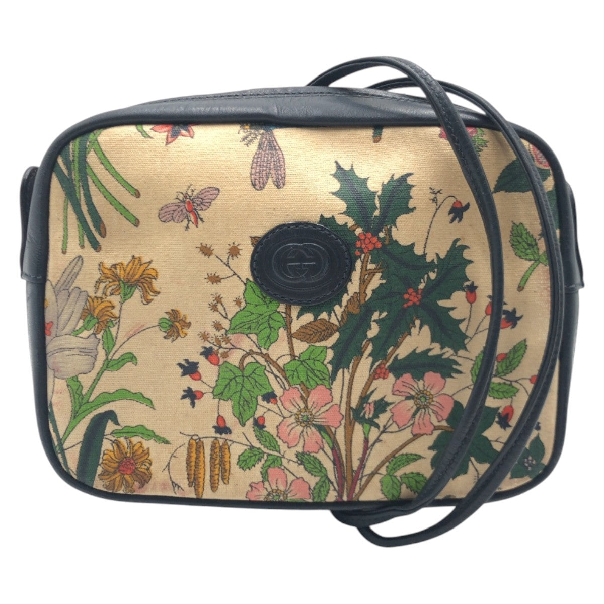 20841
GUCCI グッチ ヴィンテージ オールドグッチ フローラ ベージュ ネイビー キャンバス 007.29 ショルダーバッグ レディース AB28