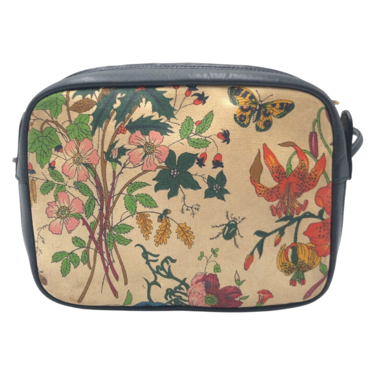 20841
GUCCI グッチ ヴィンテージ オールドグッチ フローラ ベージュ ネイビー キャンバス 007.29 ショルダーバッグ レディース AB28