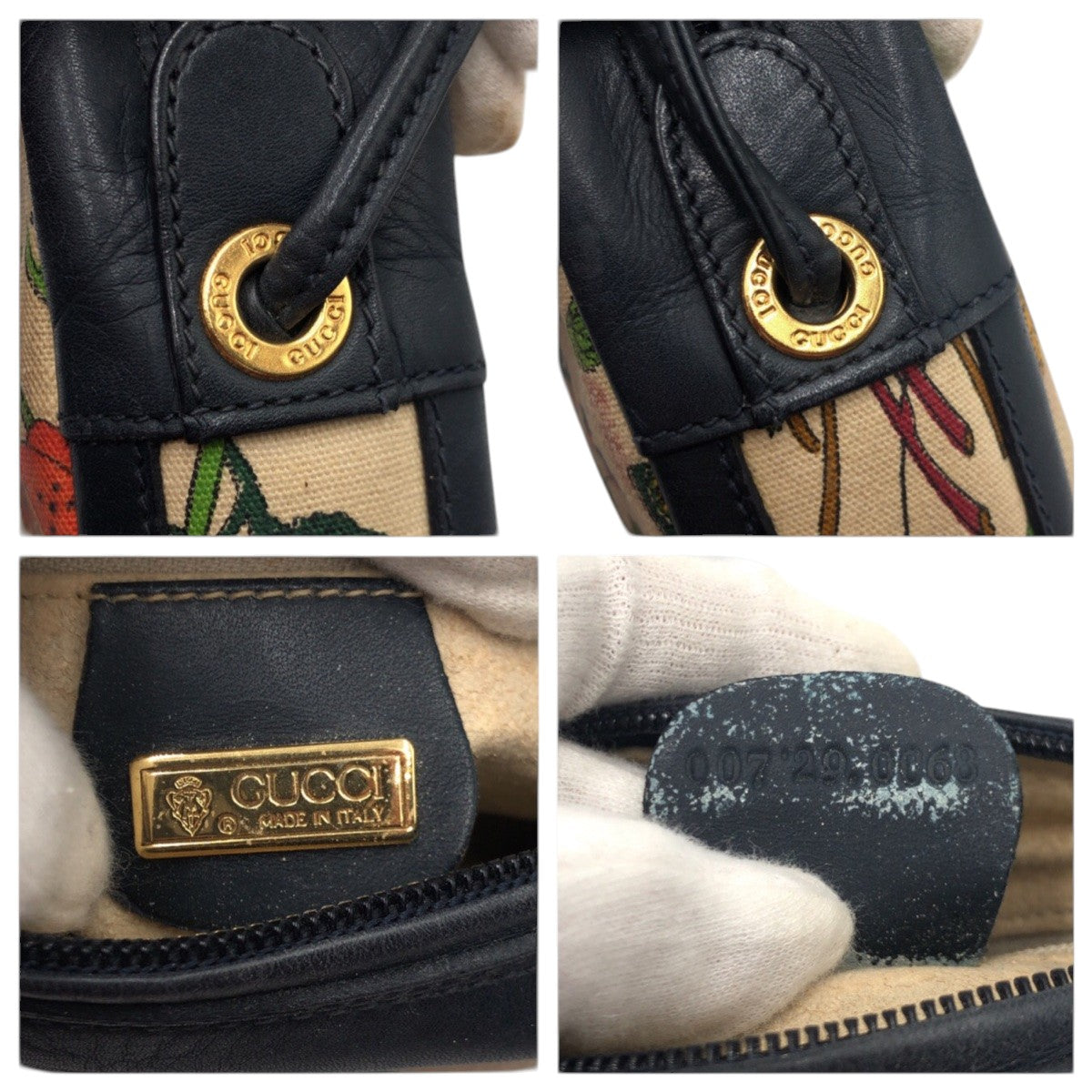 20841
GUCCI グッチ ヴィンテージ オールドグッチ フローラ ベージュ ネイビー キャンバス 007.29 ショルダーバッグ レディース AB28