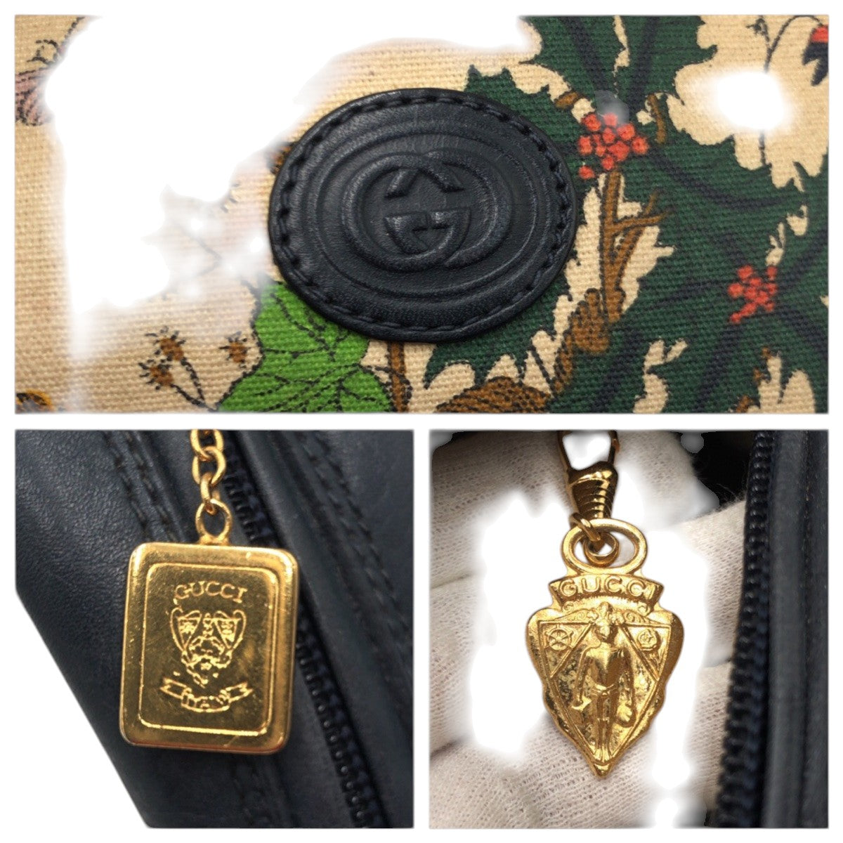 20841
GUCCI グッチ ヴィンテージ オールドグッチ フローラ ベージュ ネイビー キャンバス 007.29 ショルダーバッグ レディース AB28