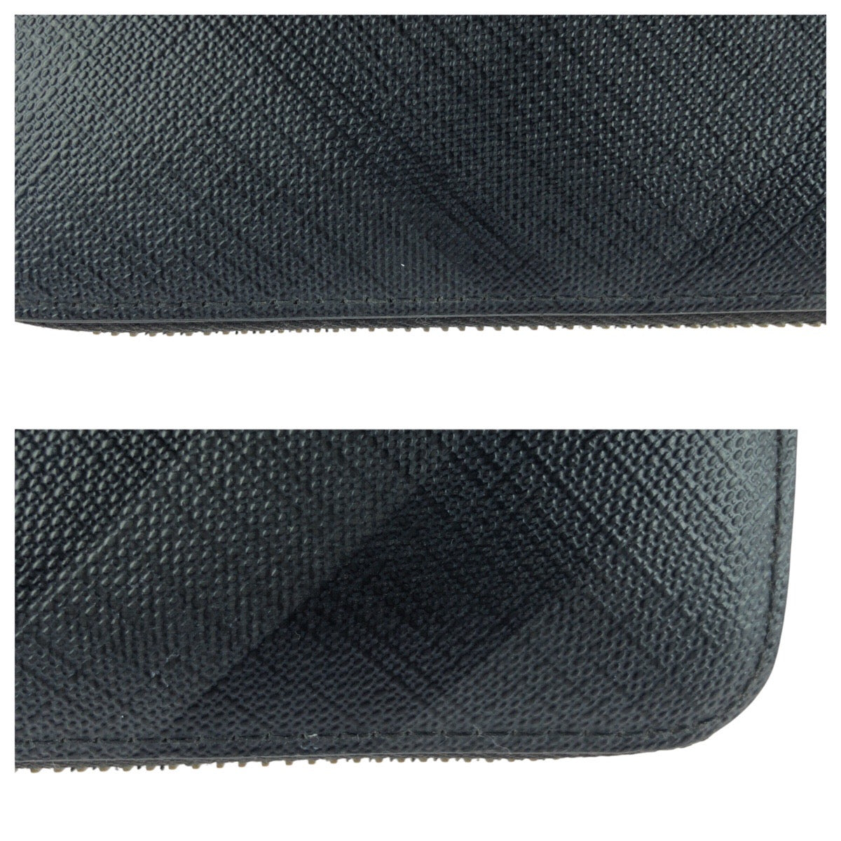 20842
BURBERRY バーバリー チェック柄 ブラック 黒 シルバー金具 PVC 長財布 ラウンドファスナー メンズ ABP21