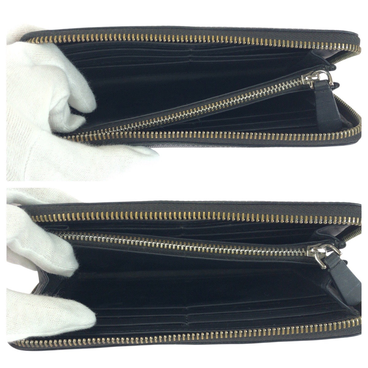 20842
BURBERRY バーバリー チェック柄 ブラック 黒 シルバー金具 PVC 長財布 ラウンドファスナー メンズ ABP21