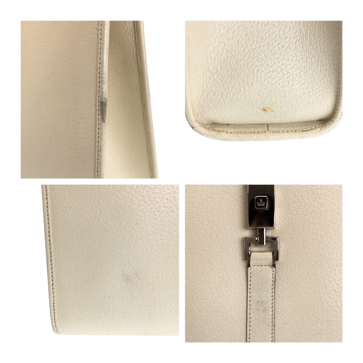 20843
GUCCI グッチ ジャッキー ホワイト アイボリー シルバー金具 レザー 002 1064 トートバッグ ハンドバッグ レディース AB42