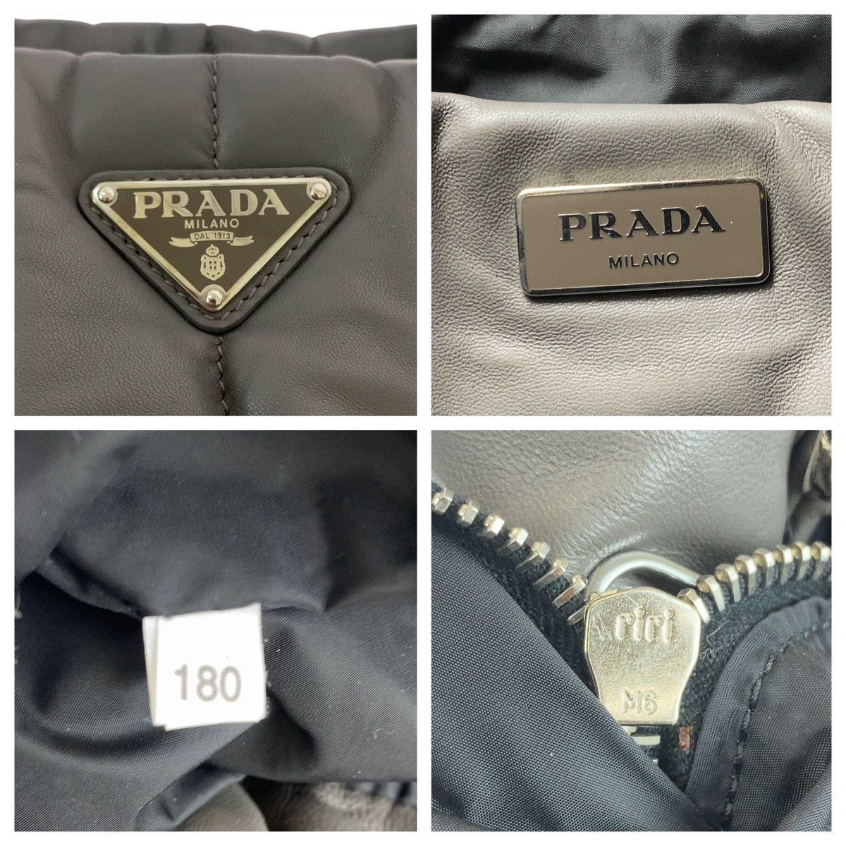 20844
PRADA プラダ 三角ロゴプレート ナッパボンバー グレー シルバー金具 レザー トートバッグ ハンドバッグ レディース AB56