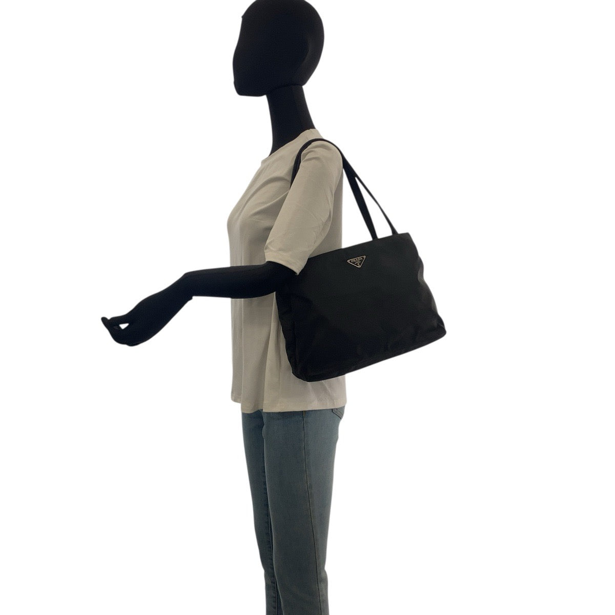 20846
PRADA プラダ テスート 三角ロゴプレート ブラック 黒 シルバー金具 ナイロン トートバッグ ショルダーバッグ レディース ABP30