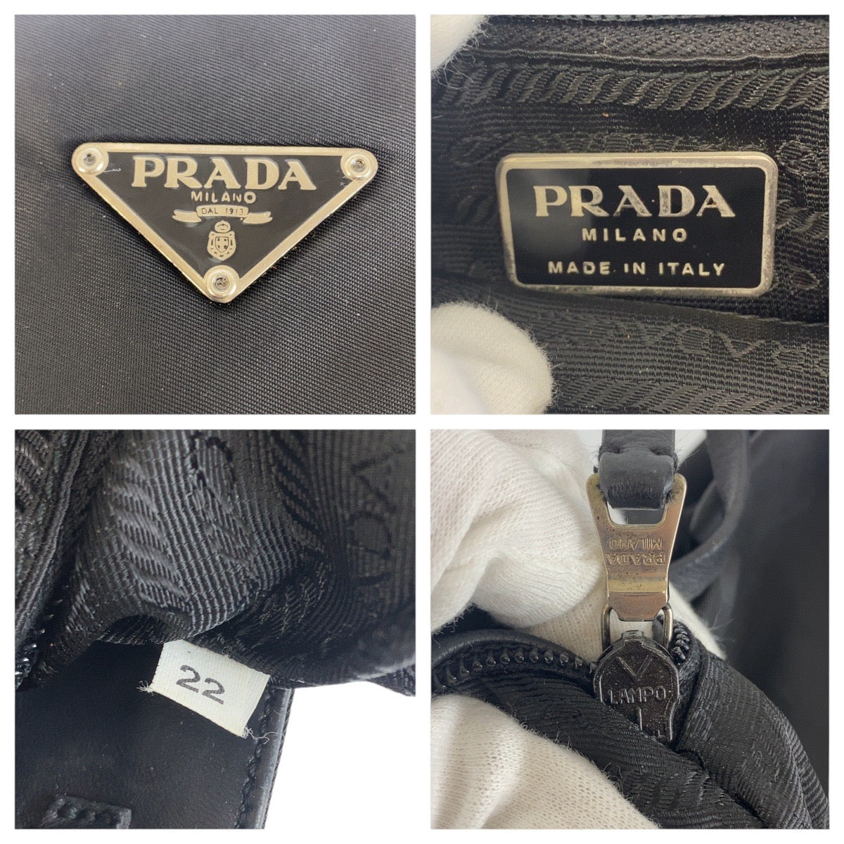 20846
PRADA プラダ テスート 三角ロゴプレート ブラック 黒 シルバー金具 ナイロン トートバッグ ショルダーバッグ レディース ABP30