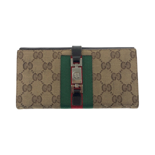 20847
GUCCI グッチ ジャッキー シェリーライン ベージュ ダークブラウン シルバー金具 GGキャンバス / レザー 035 0416 2134 長財布 ロングウォレット レディース AB14