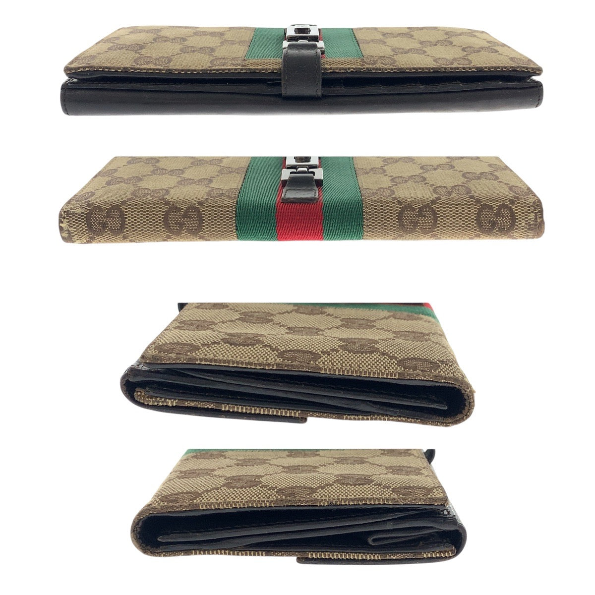 20847
GUCCI グッチ ジャッキー シェリーライン ベージュ ダークブラウン シルバー金具 GGキャンバス / レザー 035 0416 2134 長財布 ロングウォレット レディース AB14