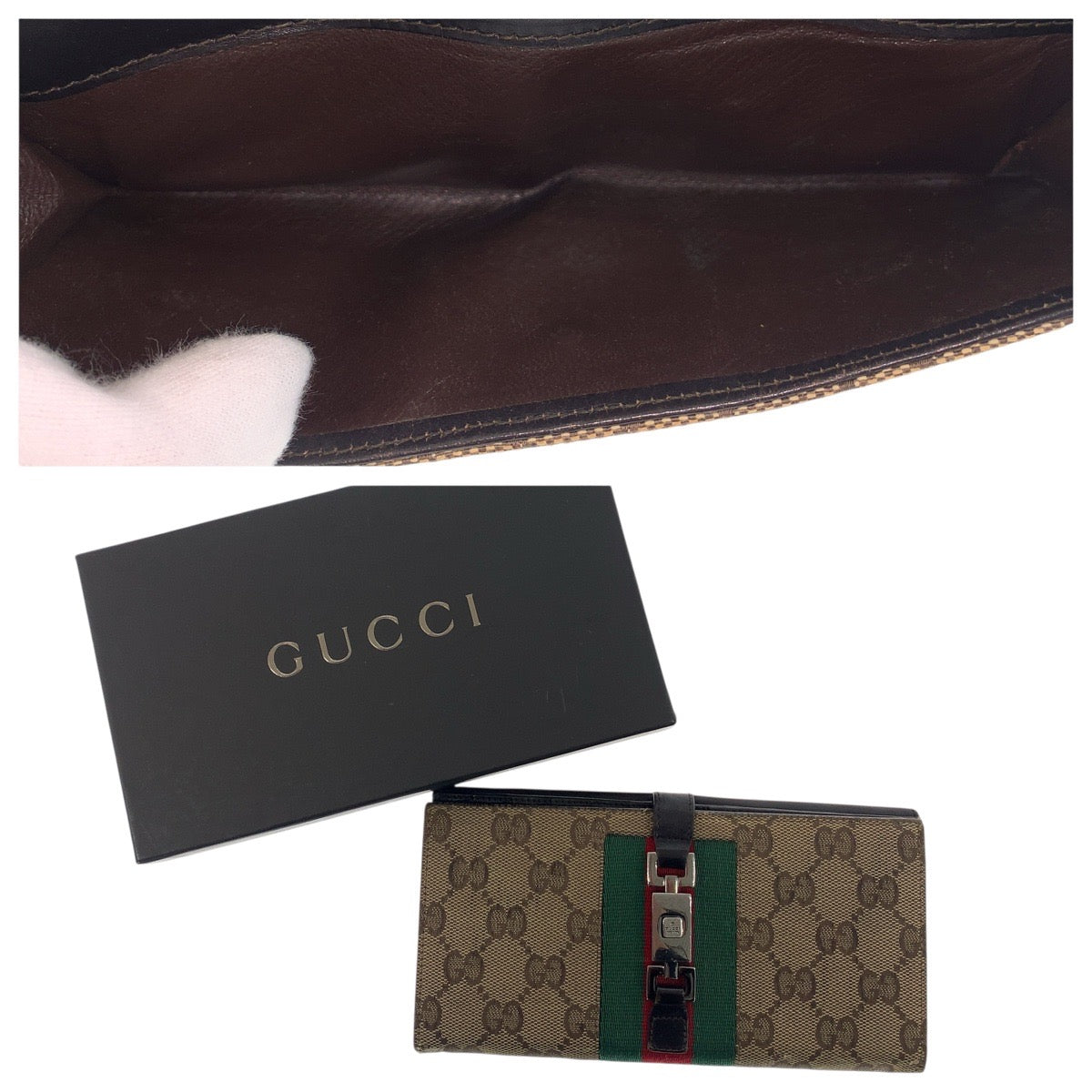 20847
GUCCI グッチ ジャッキー シェリーライン ベージュ ダークブラウン シルバー金具 GGキャンバス / レザー 035 0416 2134 長財布 ロングウォレット レディース AB14