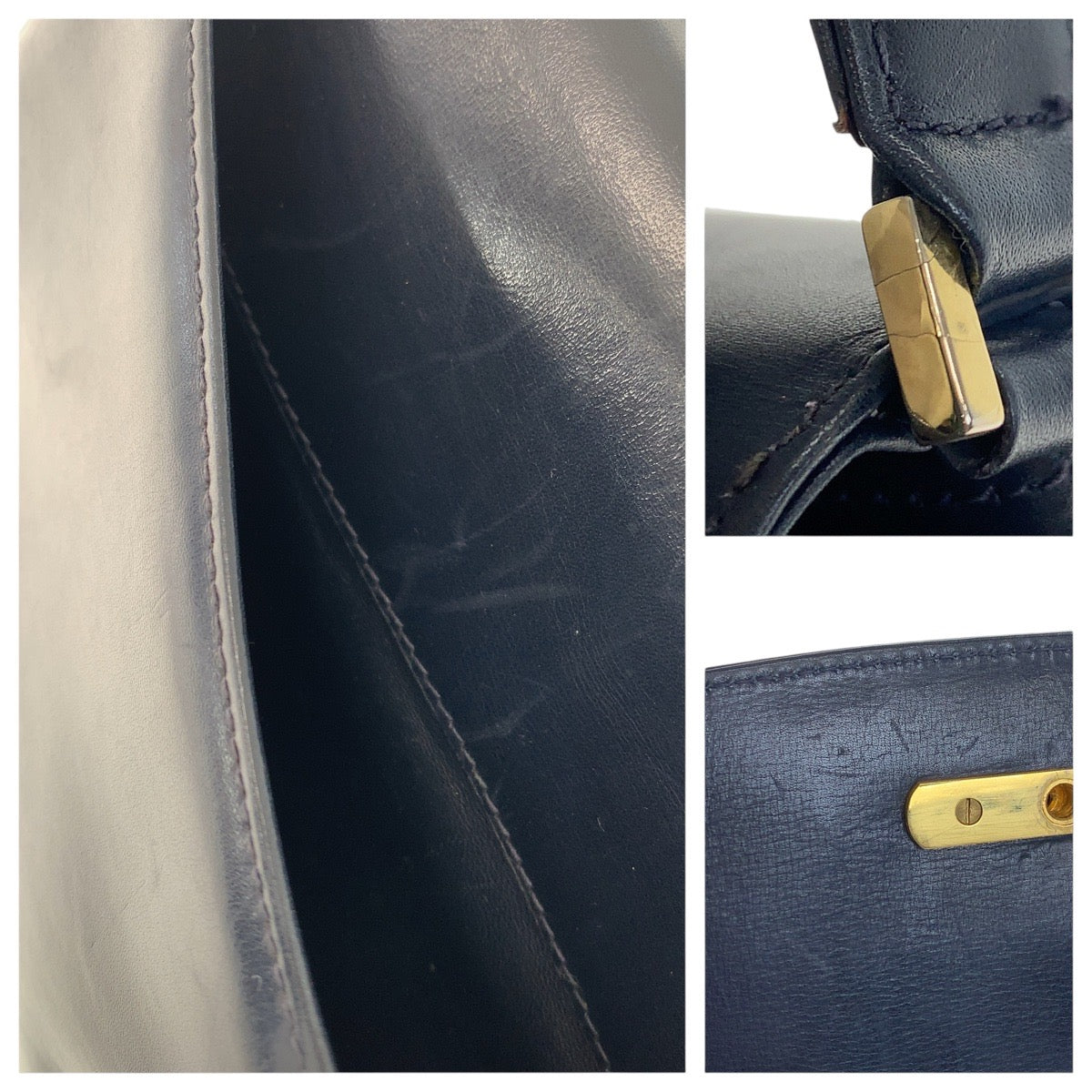 20848
GUCCI グッチ ヴィンテージ オールドグッチ ロッキングG ブラック 黒 ゴールド金具 レザー ショルダーバッグ ハンドバッグ レディース AB35