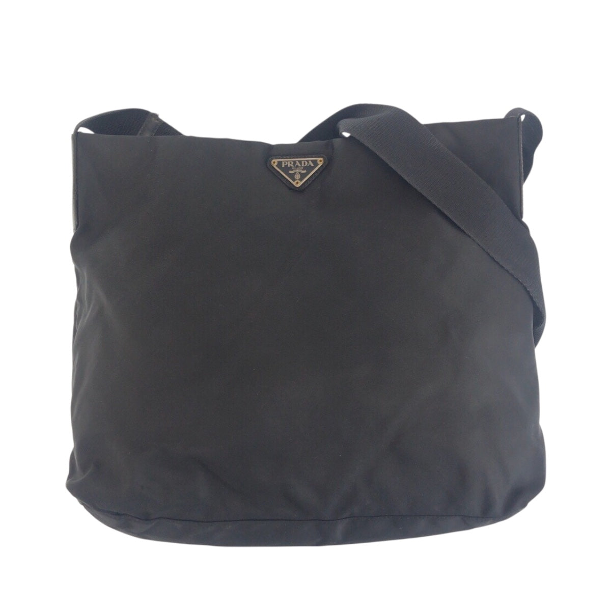 20852
PRADA プラダ テスート 三角ロゴプレート ブラック 黒 シルバー金具 ナイロン / レザー ショルダーバッグ メッセンジャーバッグ レディース ABP32