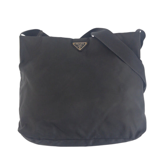20852
PRADA プラダ テスート 三角ロゴプレート ブラック 黒 シルバー金具 ナイロン / レザー ショルダーバッグ メッセンジャーバッグ レディース ABP32