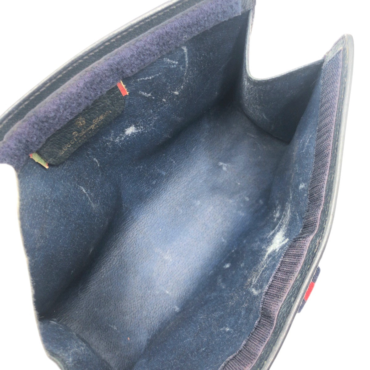 20855
GUCCI グッチ ヴィンテージ シャリーライン オールドグッチ ネイビー ベージュ PVC 89.01 クラッチバッグ セカンドバッグ 男女兼用 メンズ AB16