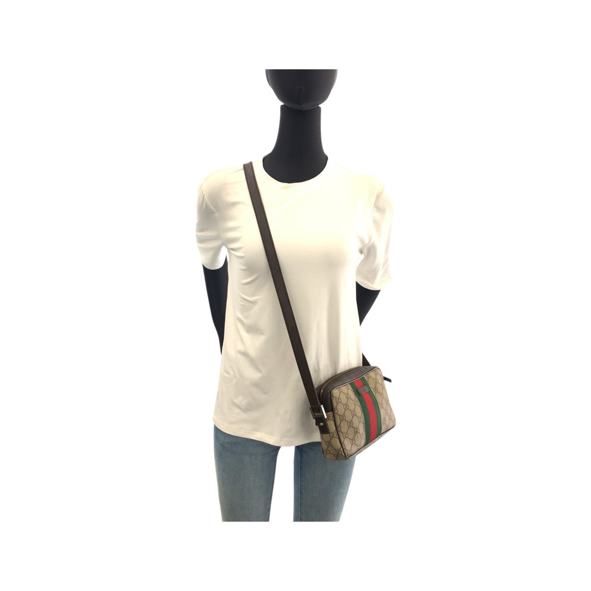 20856
GUCCI グッチ シェリーライン ベージュ ブラウン シルバー金具 GGスプリームキャンバス 162910 ショルダーバッグ ポシェット レディース AB30