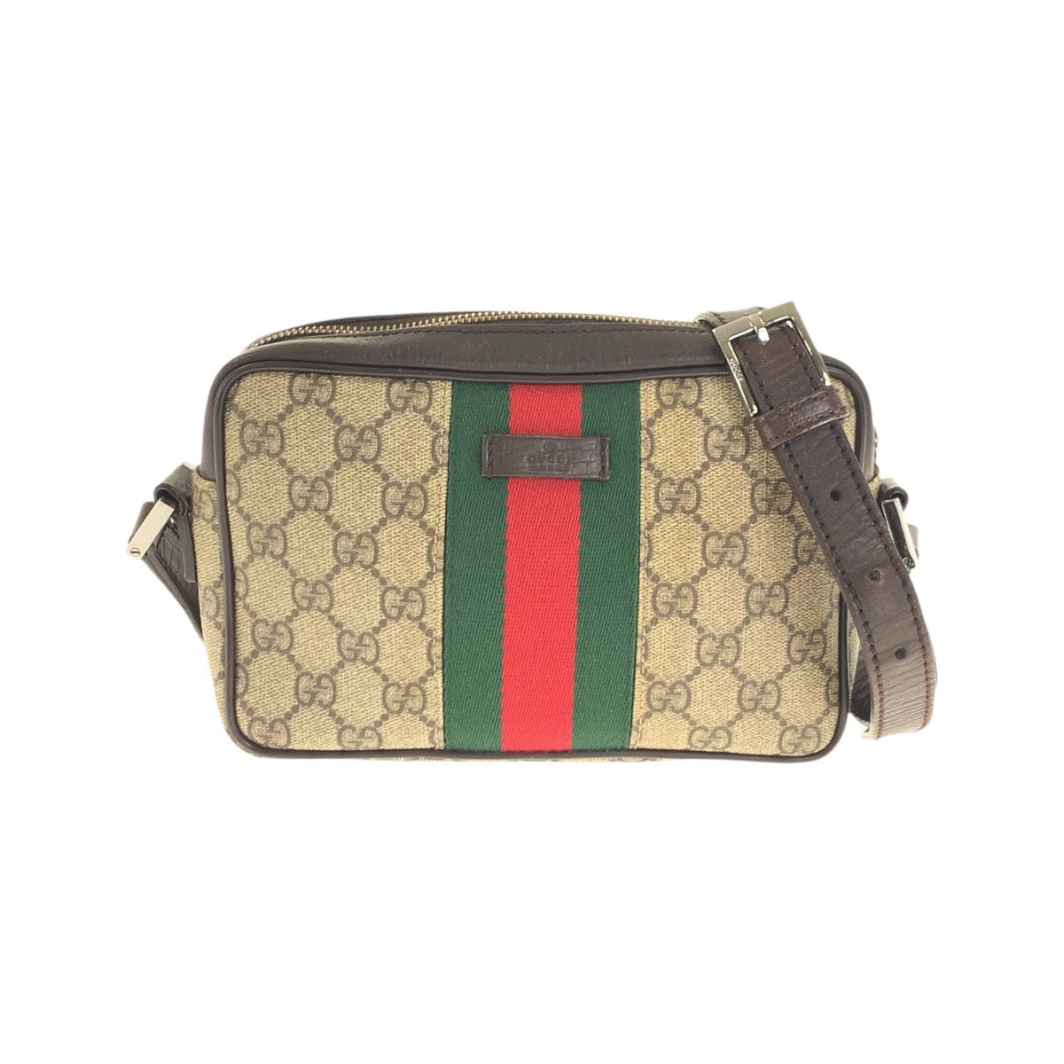 20856
GUCCI グッチ シェリーライン ベージュ ブラウン シルバー金具 GGスプリームキャンバス 162910 ショルダーバッグ ポシェット レディース AB30