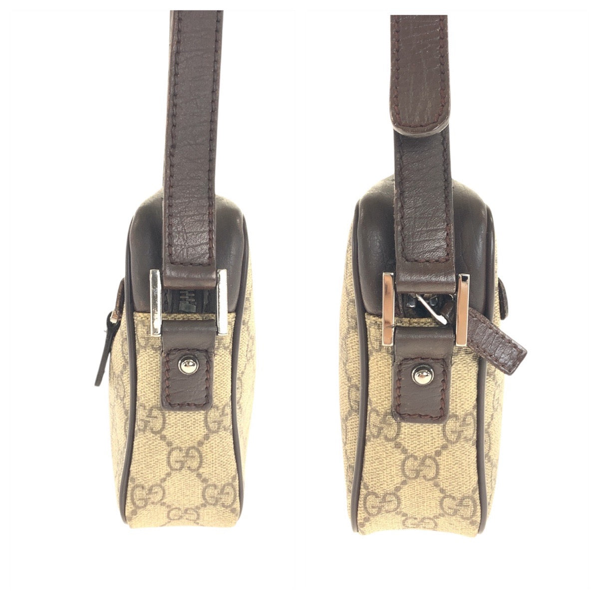 20856
GUCCI グッチ シェリーライン ベージュ ブラウン シルバー金具 GGスプリームキャンバス 162910 ショルダーバッグ ポシェット レディース AB30