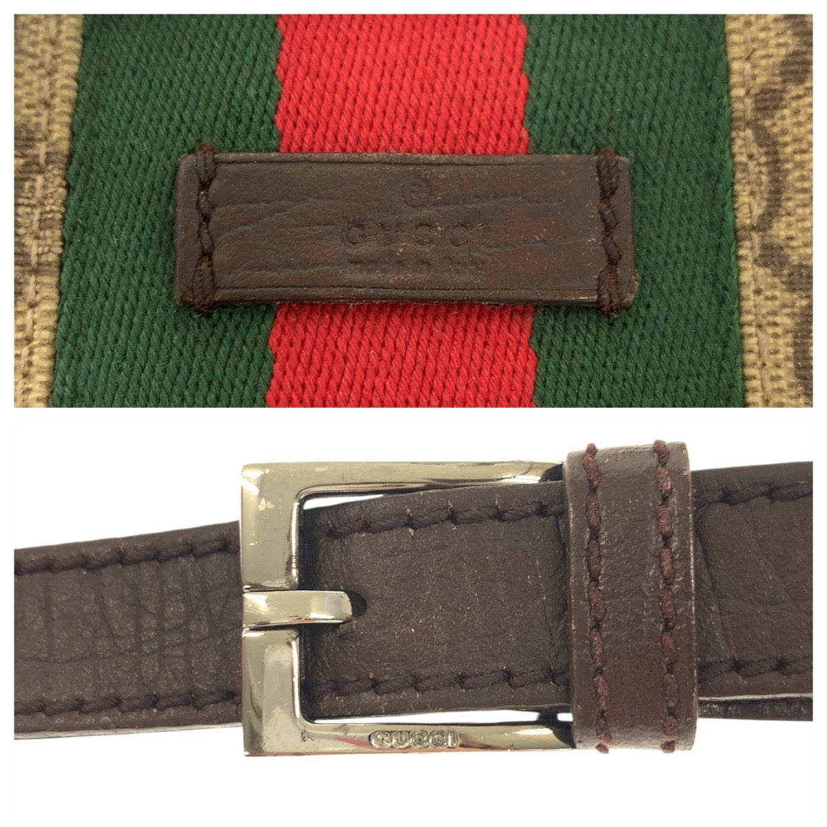 20856
GUCCI グッチ シェリーライン ベージュ ブラウン シルバー金具 GGスプリームキャンバス 162910 ショルダーバッグ ポシェット レディース AB30