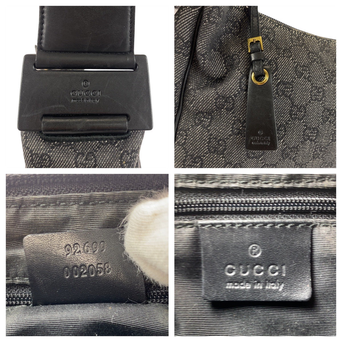 20857
GUCCI グッチ ブラック 黒 ゴールド金具 GGキャンバス / レザー 92699 ショルダーバッグ レディース AB28