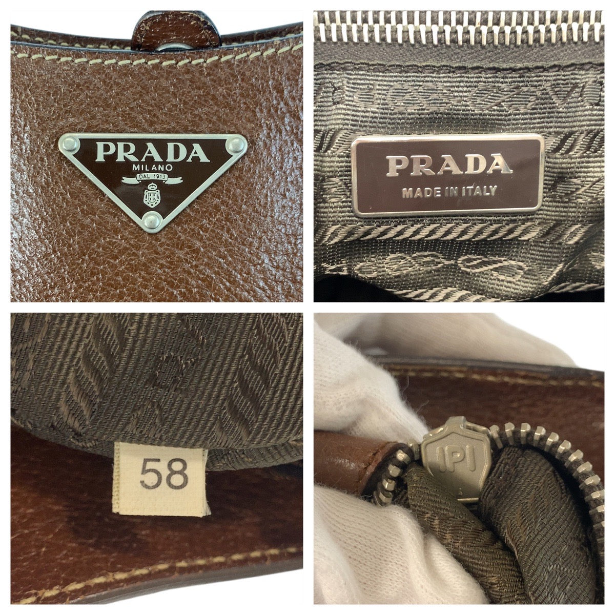 20858
PRADA プラダ 三角ロゴプレート ブラウン シルバー金具 レザー トートバッグ ハンドバッグ レディース AB30