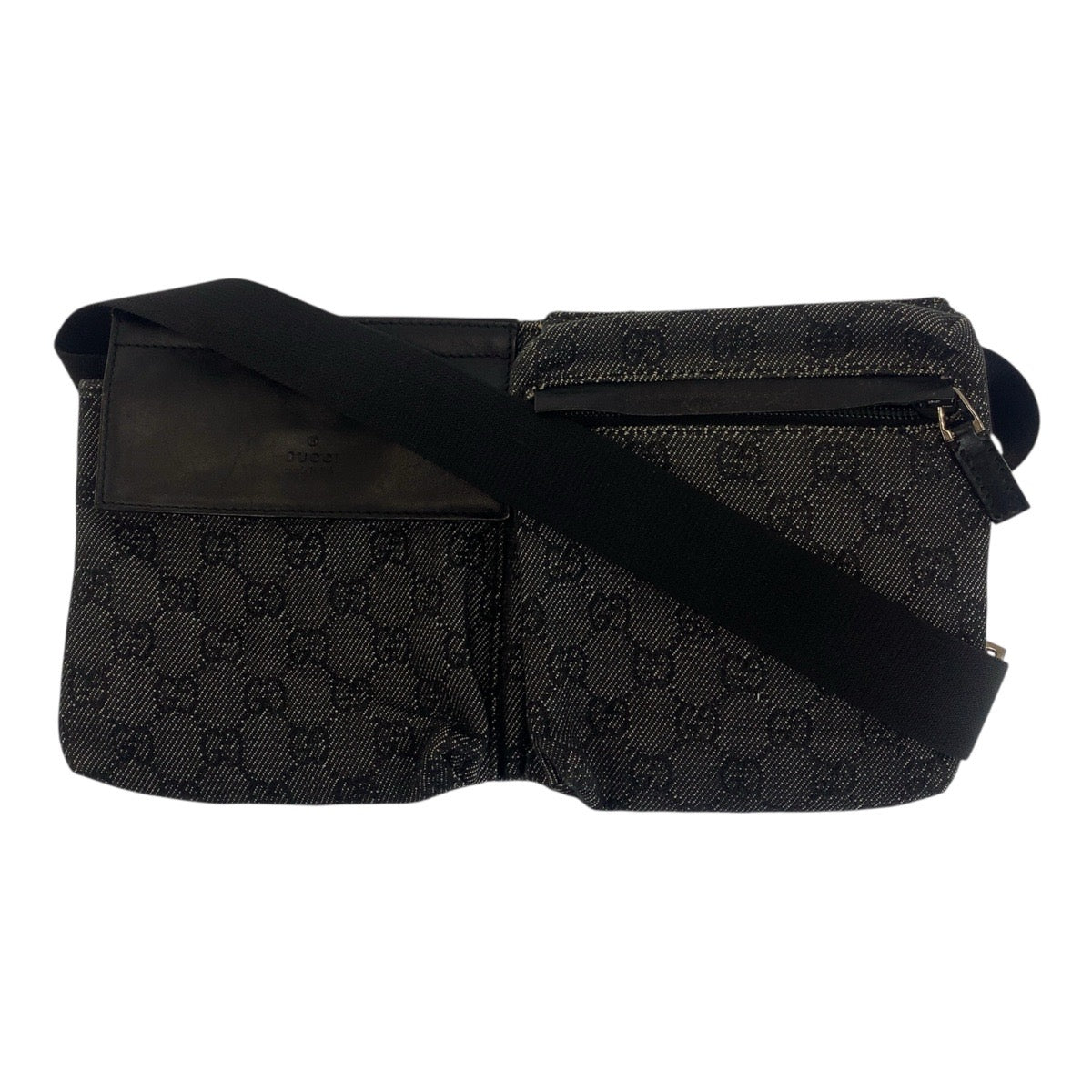 20859
GUCCI グッチ ブラック 黒 シルバー金具 GGキャンバス / レザー 28566 ボディバッグ ウエストバッグ レディース ABP35