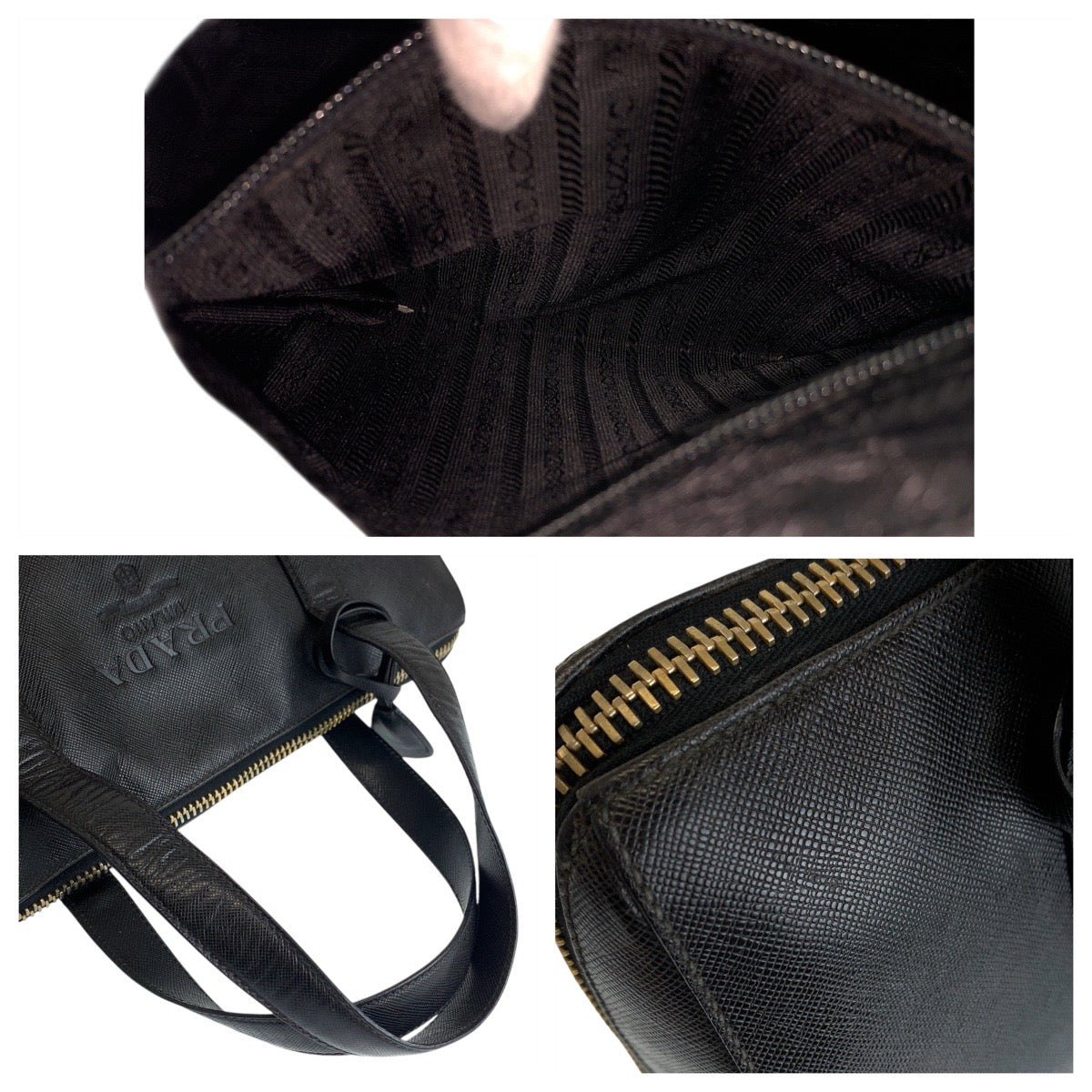 20860
PRADA プラダ サフィアーノ ブラック 黒 ゴールド金具 レザー トートバッグ ハンドバッグ レディース ABP44