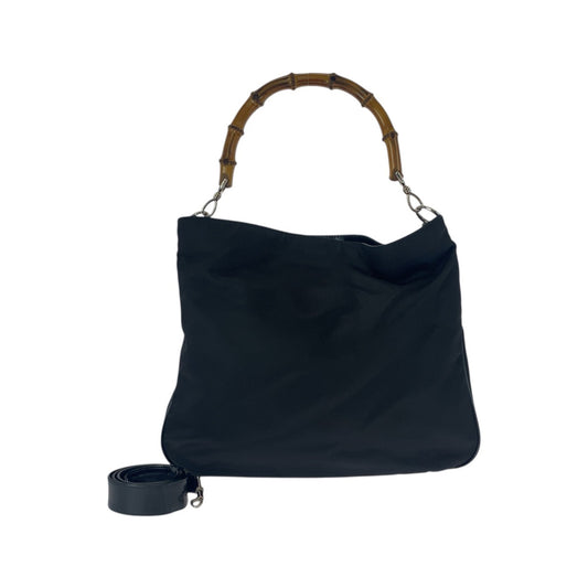 20861
GUCCI グッチ バンブー ブラック 黒 シルバー金具 キャンバス 001.1998.1577 ショルダーバッグ ハンドバッグ レディース ABP35