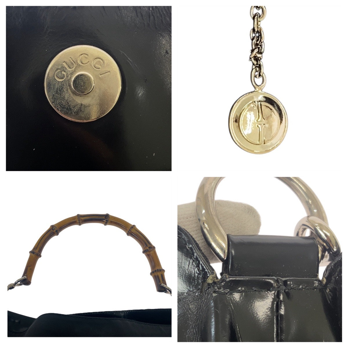 20861
GUCCI グッチ バンブー ブラック 黒 シルバー金具 キャンバス 001.1998.1577 ショルダーバッグ ハンドバッグ レディース ABP35