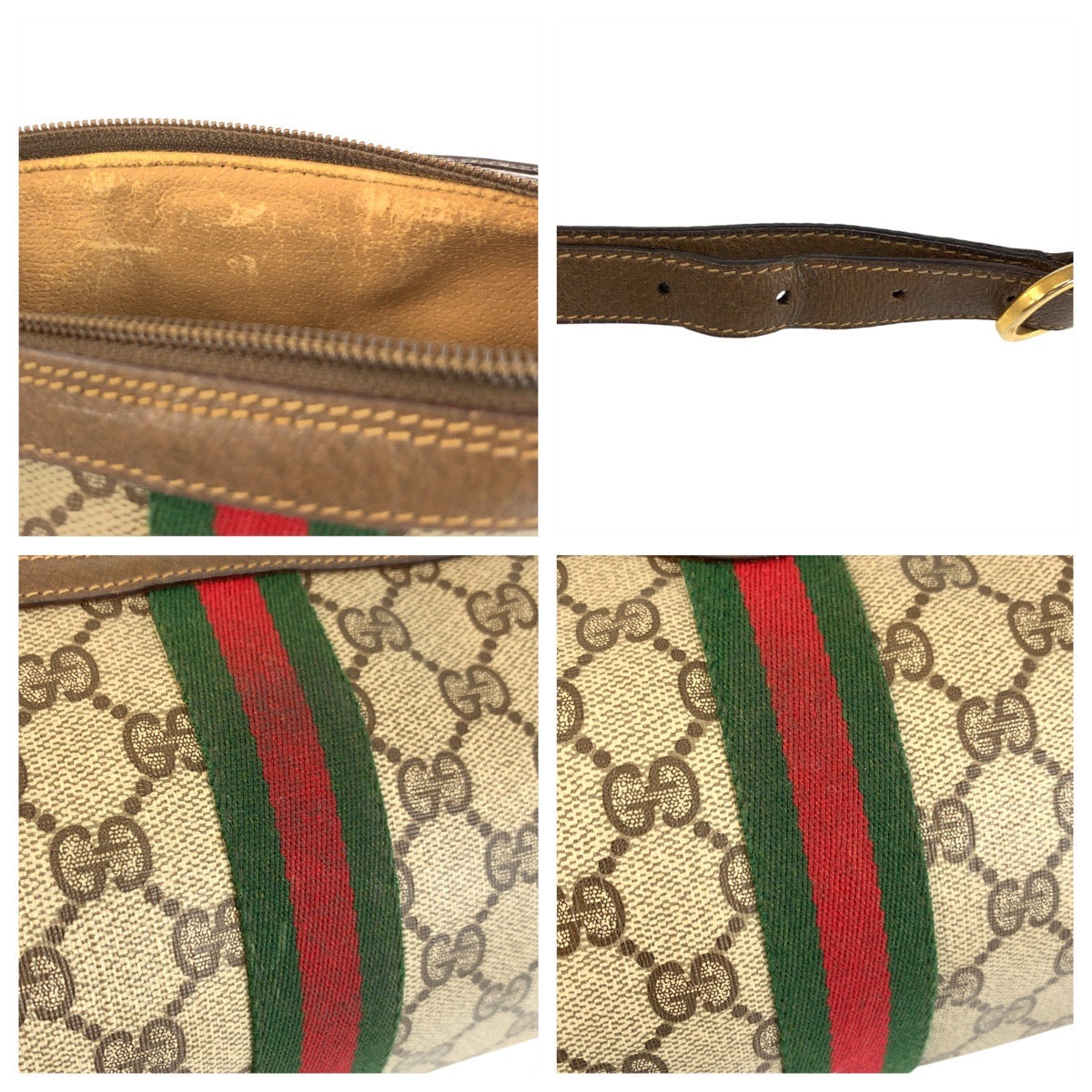 20862
GUCCI グッチ ヴィンテージ シェリーライン ベージュ ゴールド金具 GGスプリームキャンバス / レザー 89 02 018 ショルダーバッグ ポシェット レディース AB42